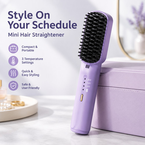 Mini hair straightener brush - hair,